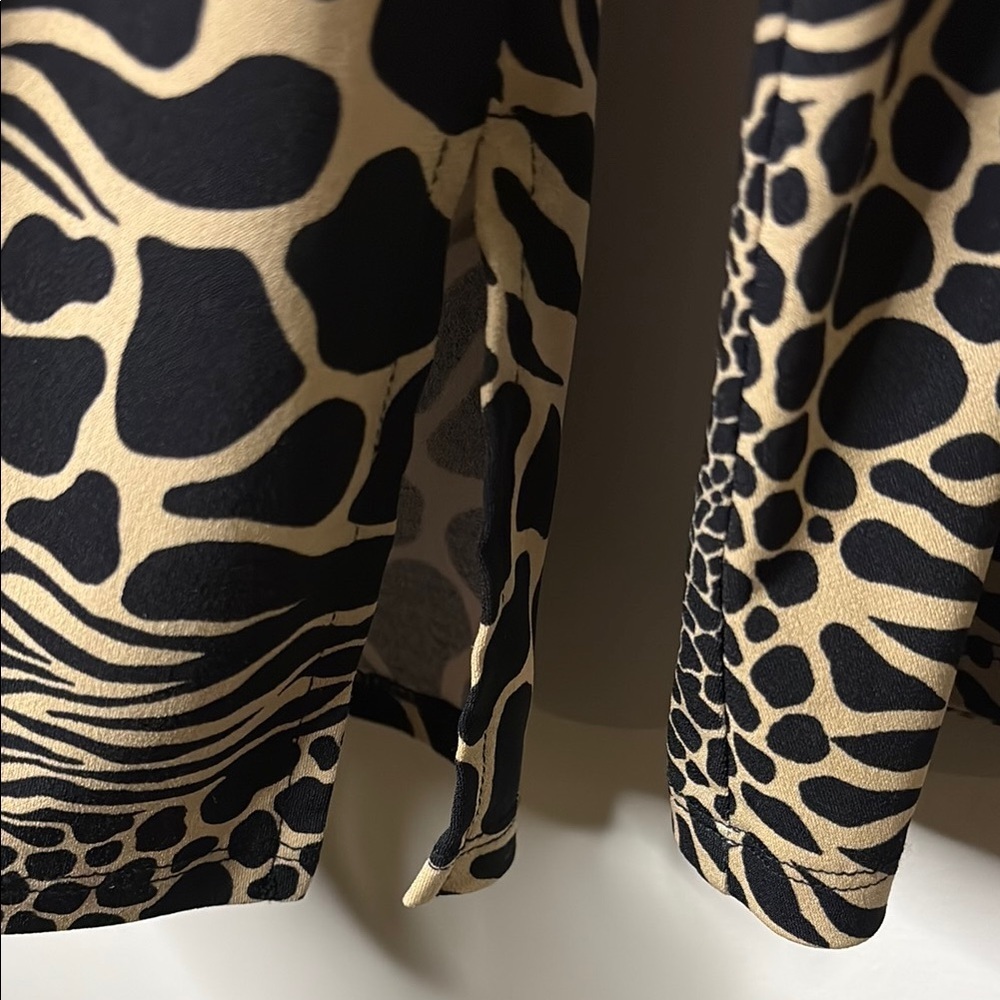 MICHAEL Michael Kors Black and Tan Animal Print Blouse - Picture 3 of 9